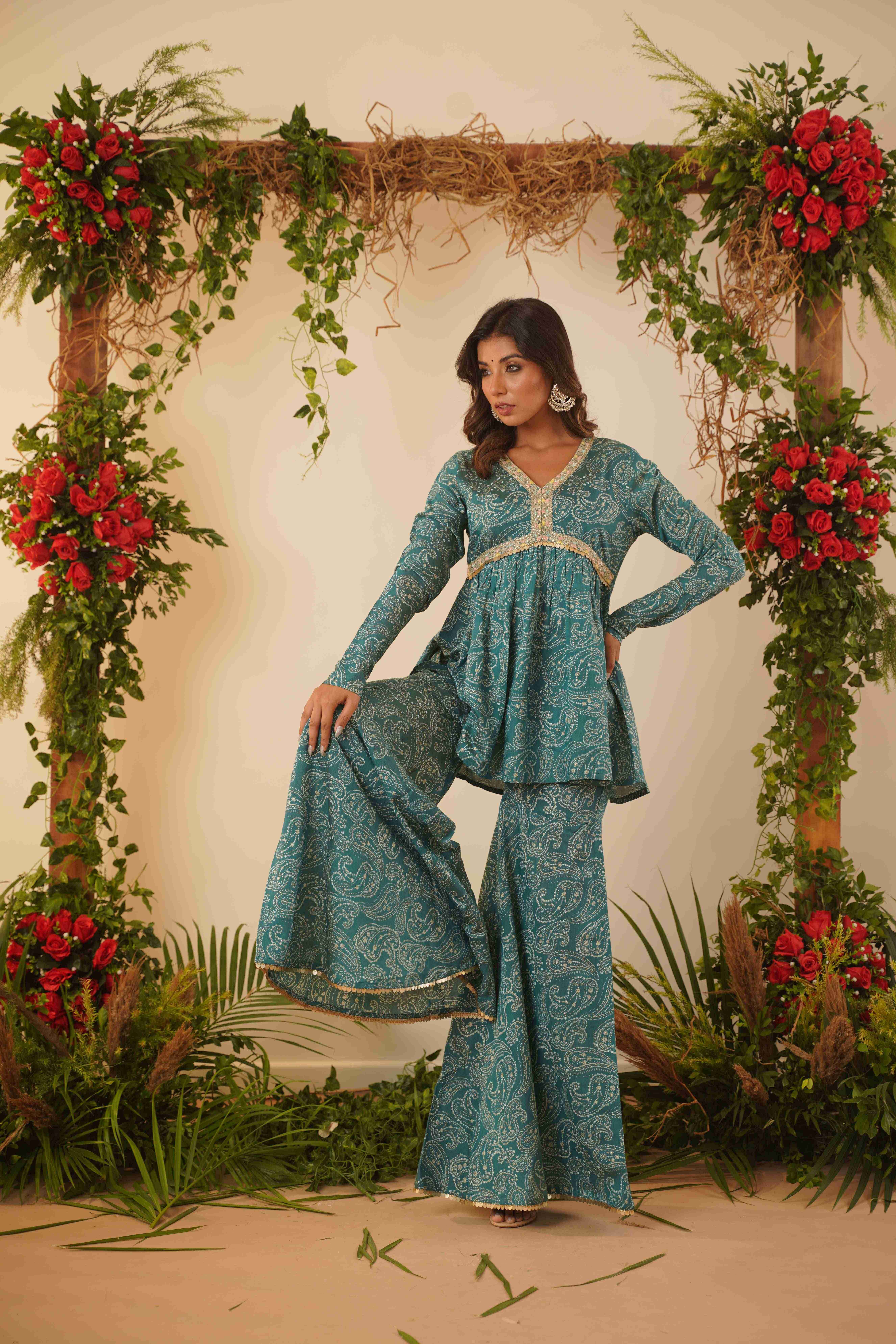 BLUE PAISLEY PRINTED CO-ORD SET