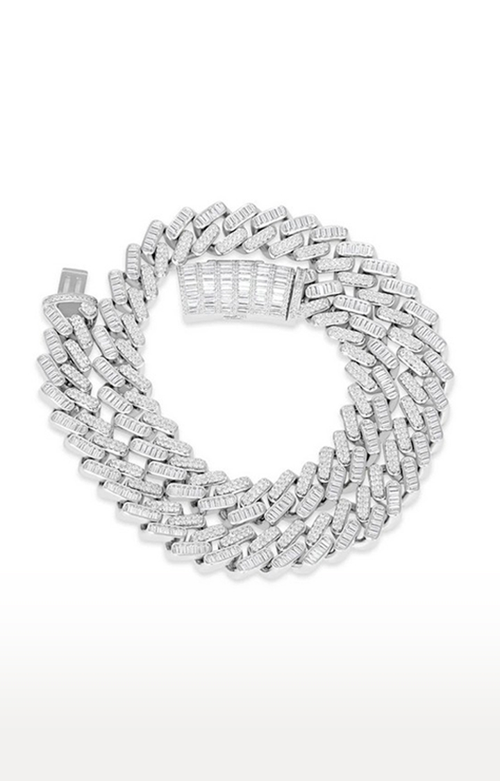 WRAPGAME | Unisex Silver Alternate Baguette Iced Prong Chain