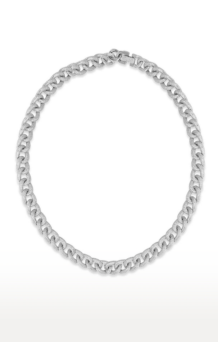 WRAPGAME | Unisex Silver Iced Rolo Chain