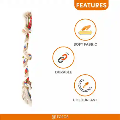 Barkbutler Fofos Flossy Three Knots Rope Toy for Dogs, 3 KNOTS