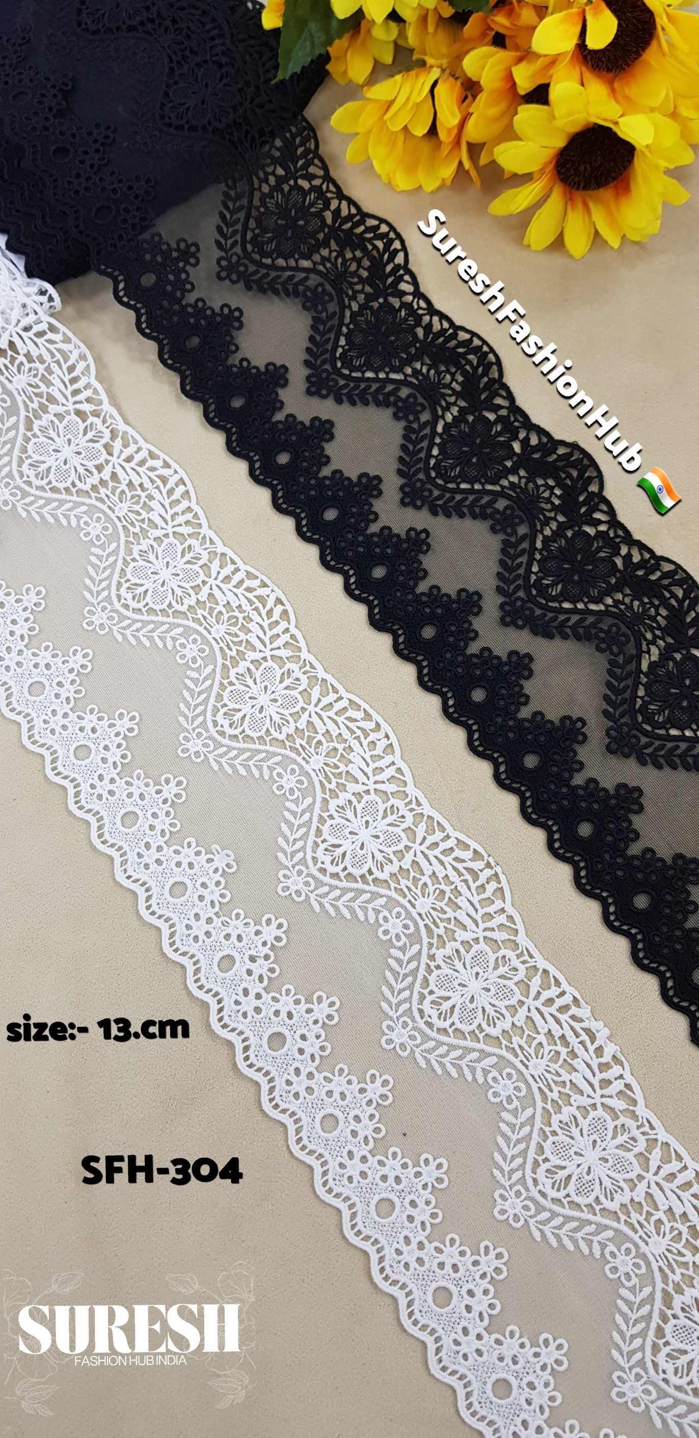 Opulent Bloom Dual Scallop Lace – White  SFH-304