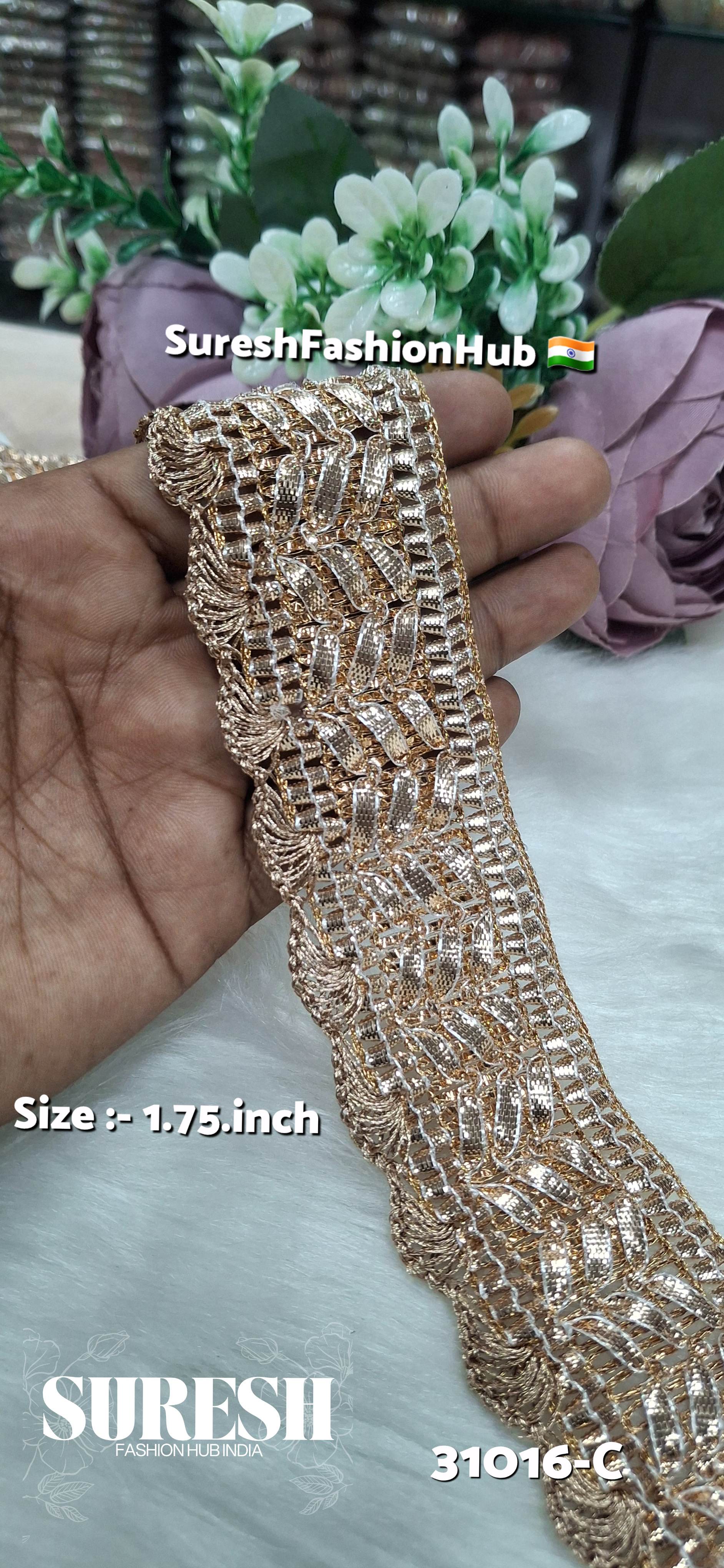 Rose Gota Scalloped Jhalar Lace