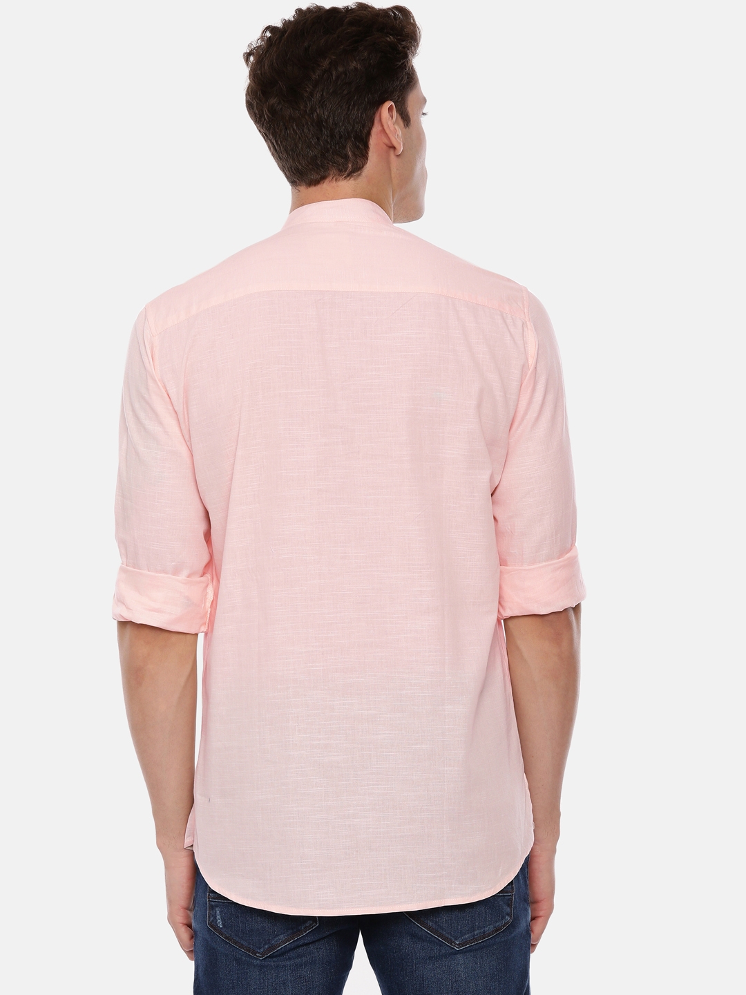 Roller Fashions Men's Cotton Solid Straight Pink Color Short Kurta