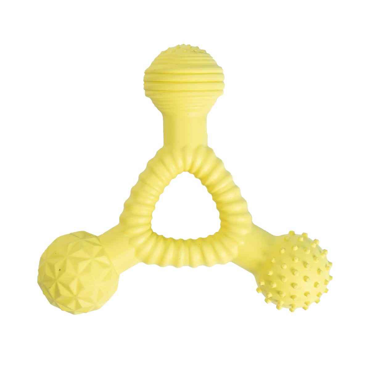 Ezra Play Dumbell- Yellow Rubber Toy