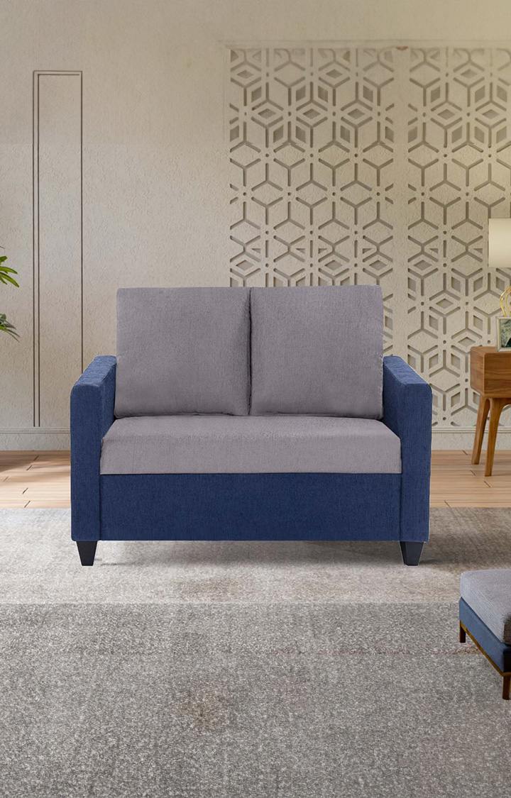 neudot Saya Dual Color Sofa for Living Room |2 Persons Sofa|Premium Fabric with Cushioned Armrest | Solid Wood Frame|2 Seater in Saya Duo Blue Color
