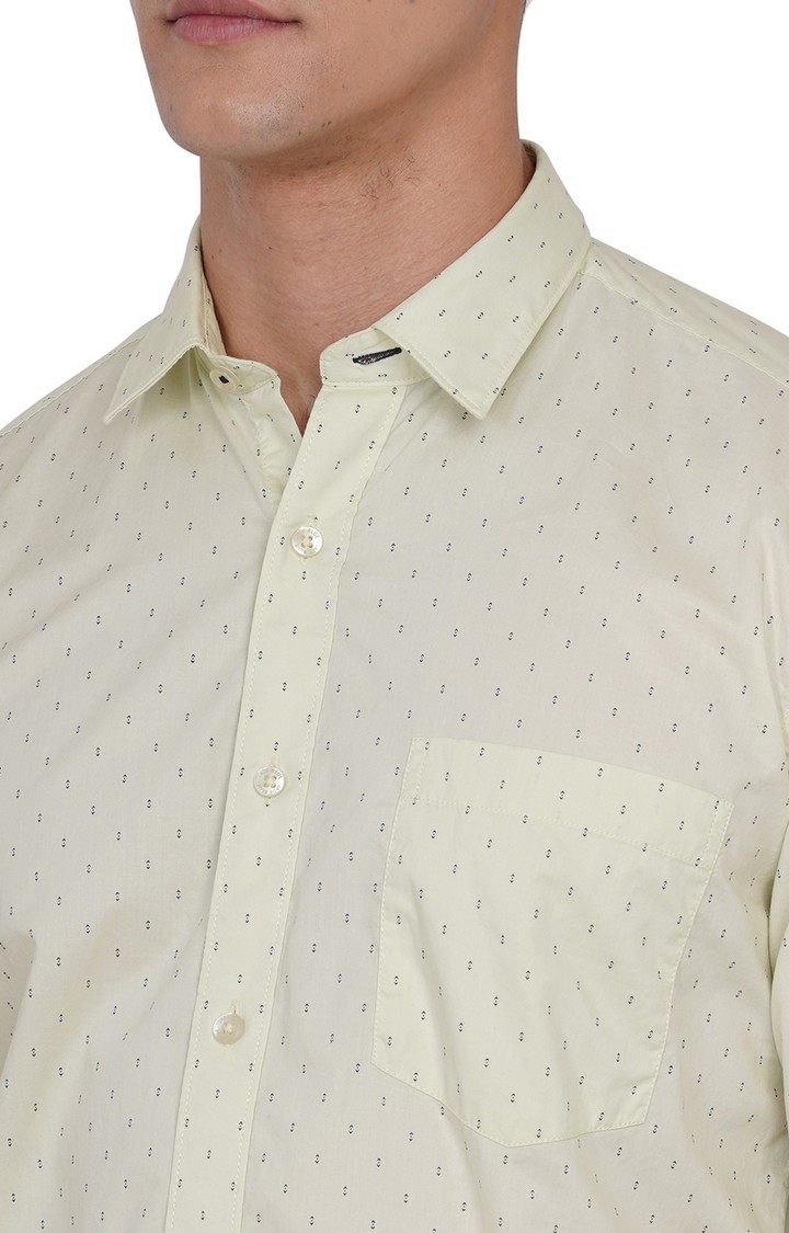 JBC-PR-735A LIME GREEN Men's Green Cotton Printed Casual Shirts