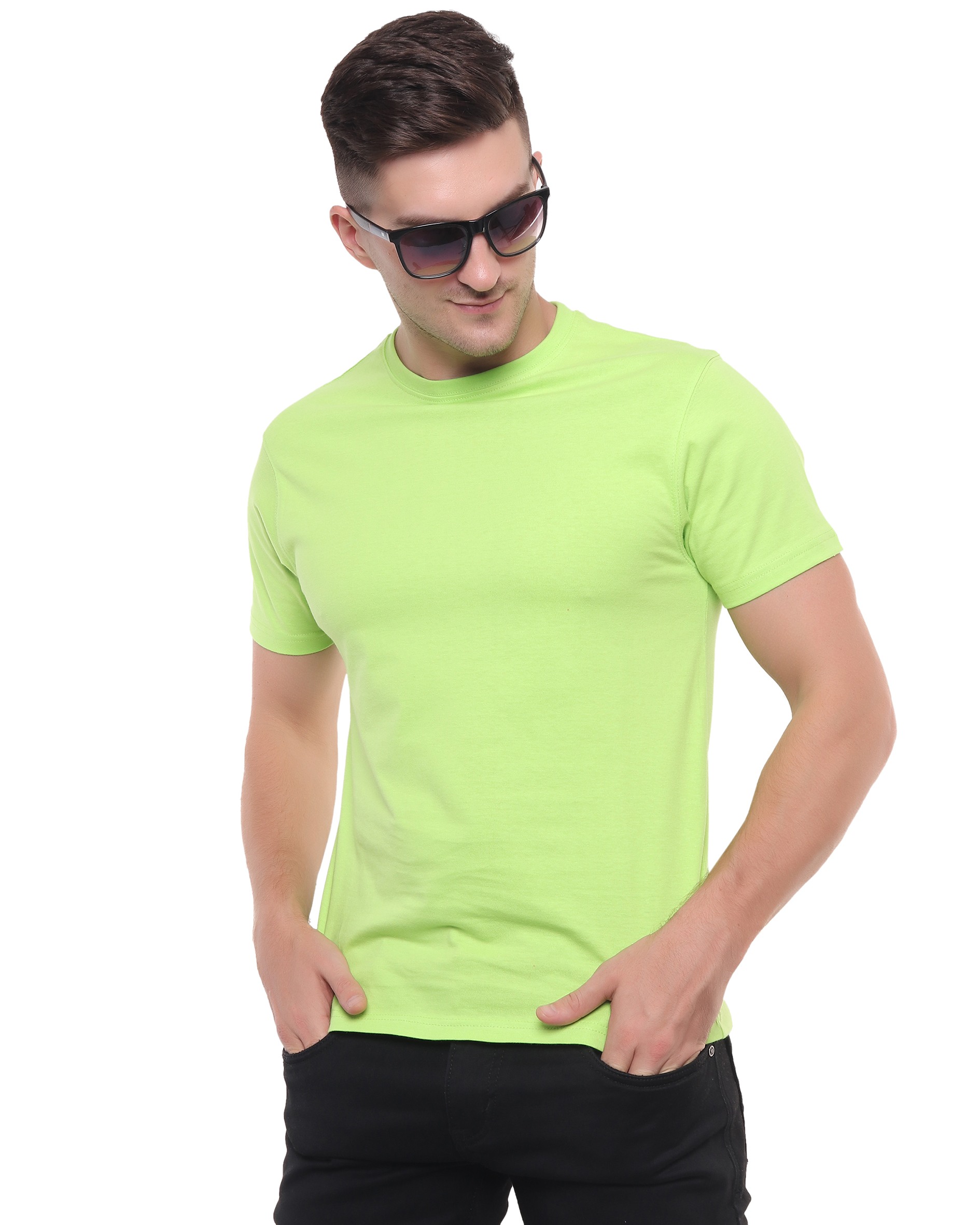 Chartreuse Green Round Neck T Shirt