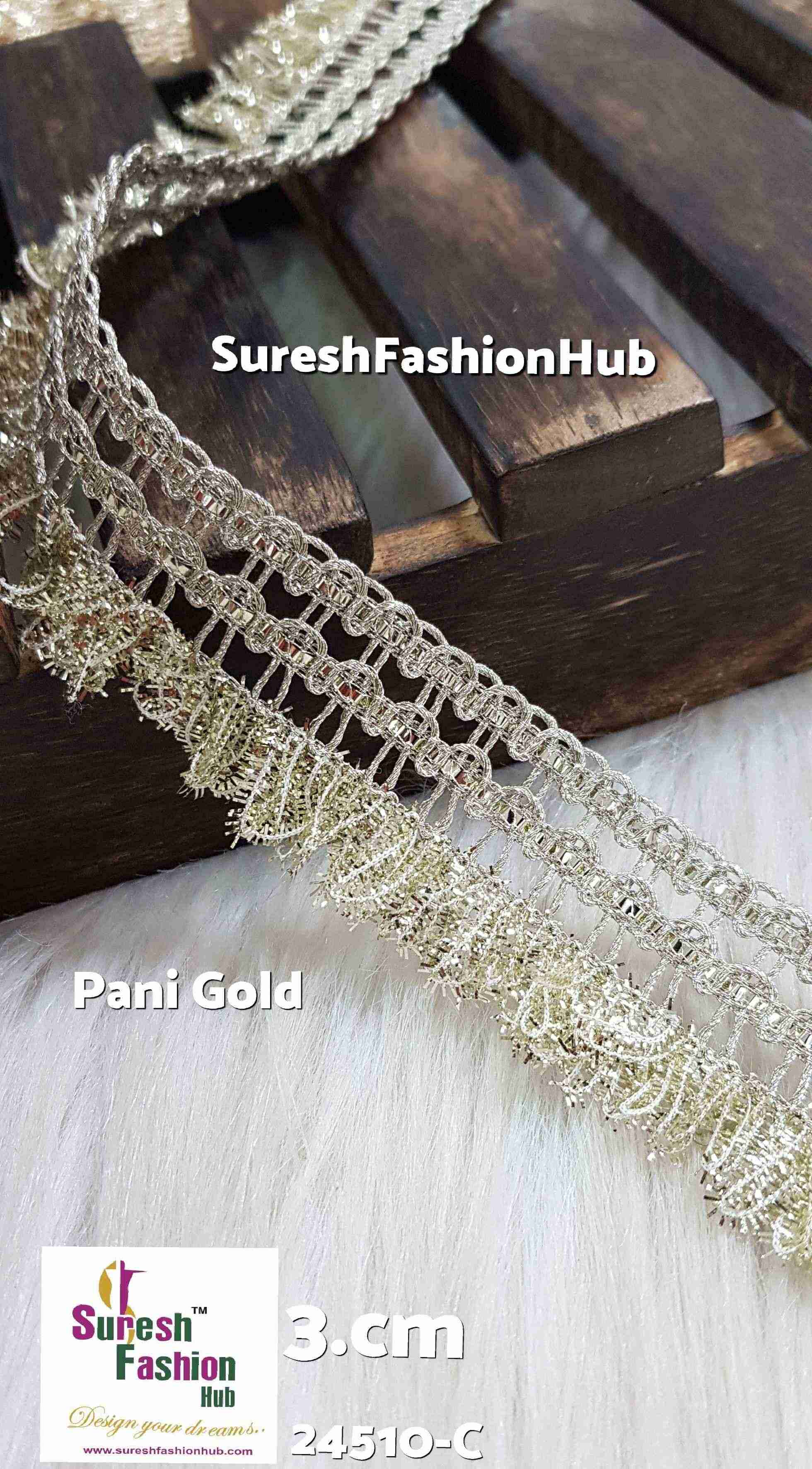 Golden Elegance Jhalar Machine Lace