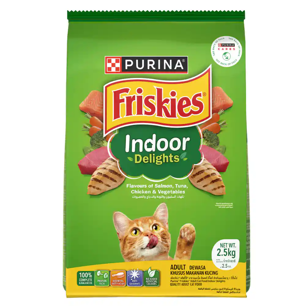 Purina Friskies Indoor Delights Salmon Tuna Chicken and Vegetables Flavours Adult Dry Cat Food