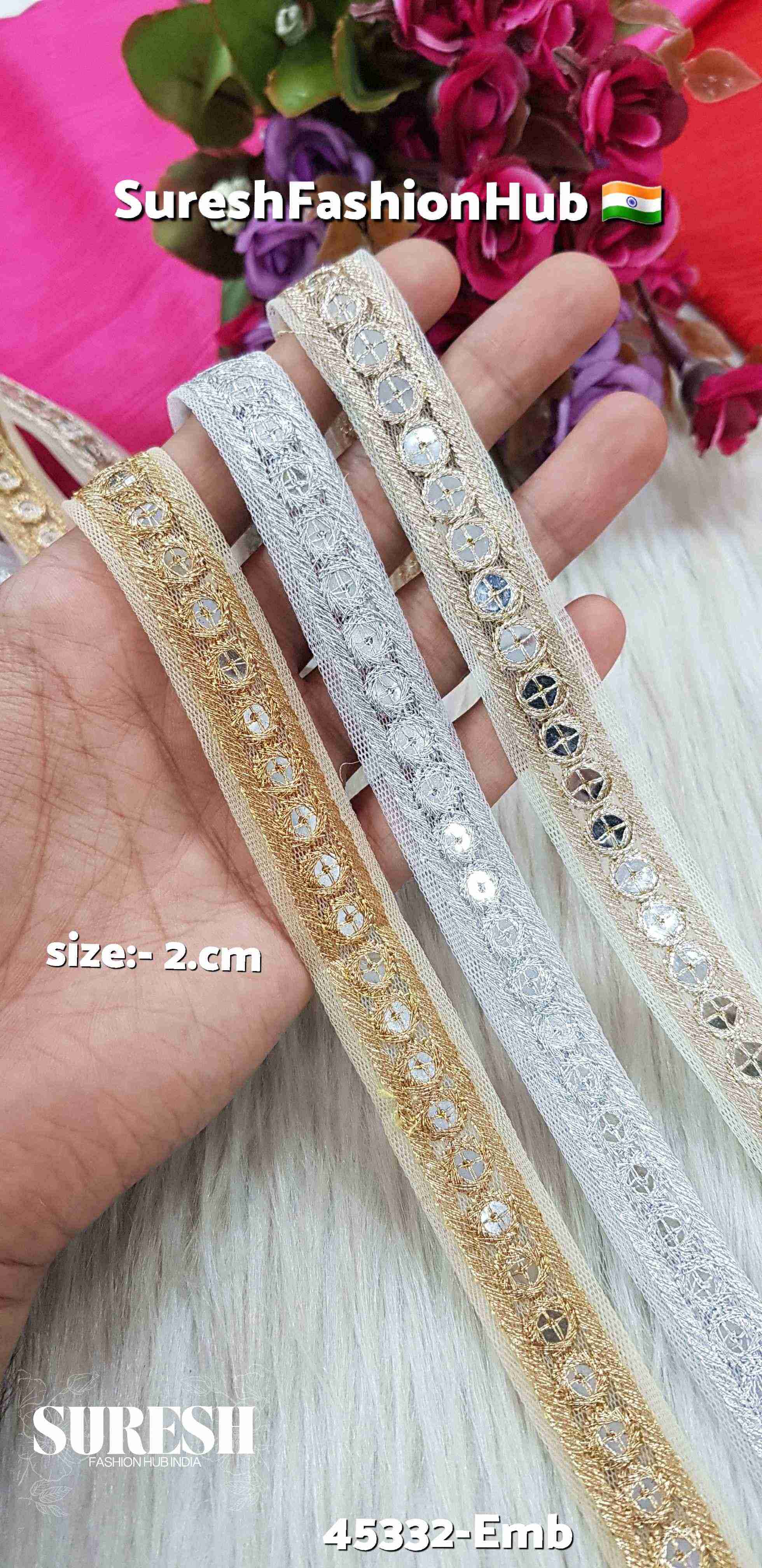 Silver Glint 9mm Sequin Zari Lace