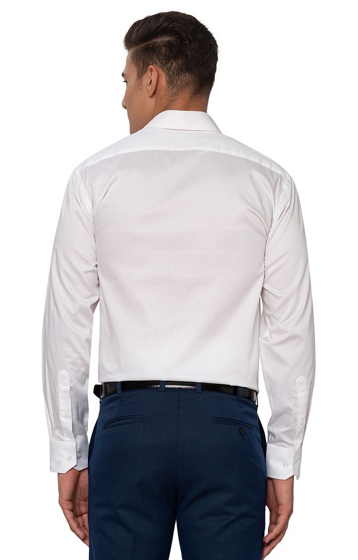 HJQ-504666-3 WHITE PLAIN Men's White Cotton Solid Formal Shirts