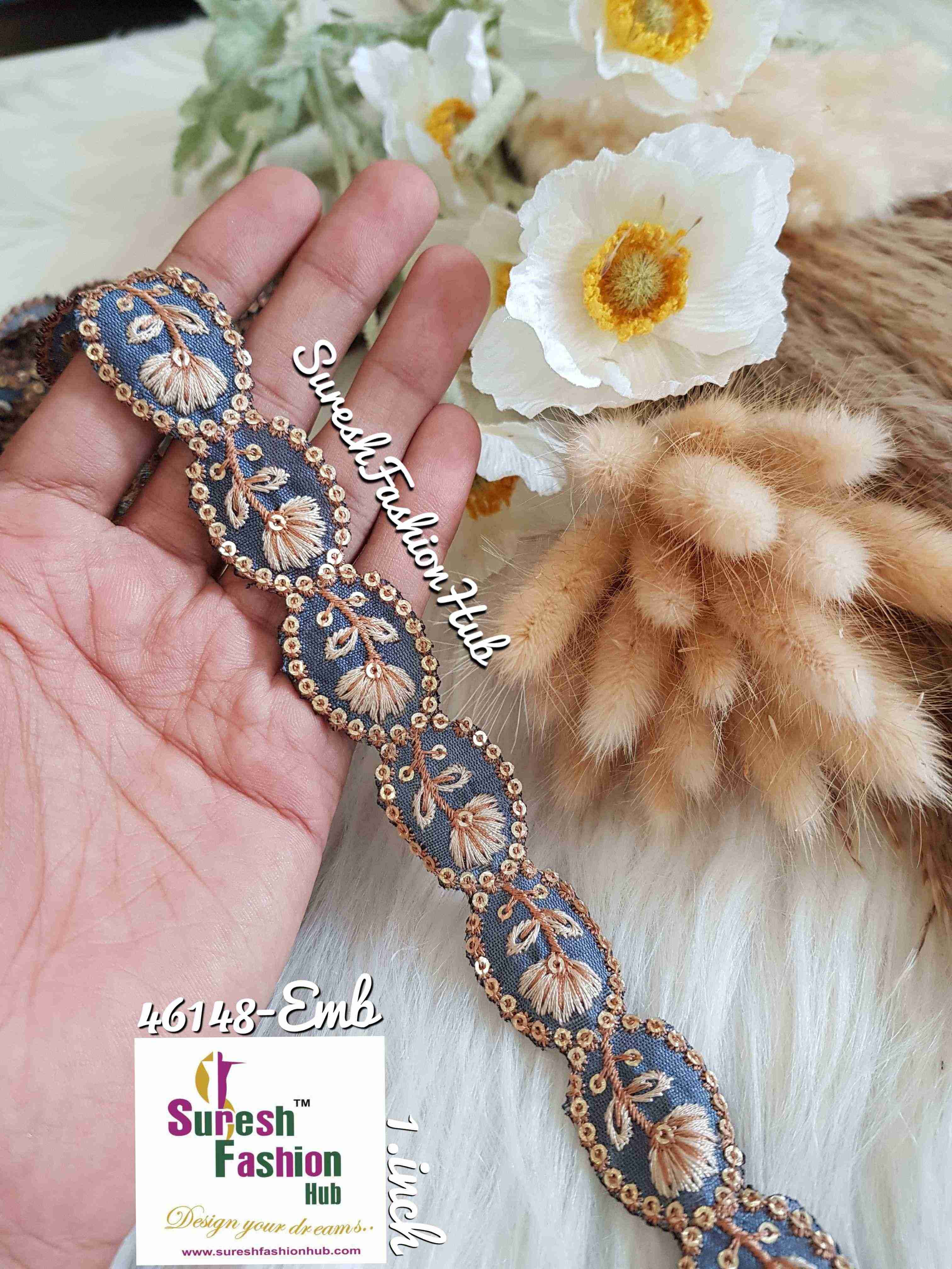 Indian Laces Embellishments Embroidery Saree Border Wholesale Silk Crafting Sewing Decorative Designer Ribbons #Blackborder  #Fancylaces #Decorativetrims #Embroideredborder #Sewingtrims #テープ #minne #lndianlaces #Sareeborder #アニー都城 #pasamanerías #pasamaneriasbordadas #Embellishments #可愛いマスク #Embroiderytrimmings #アクセサリー
