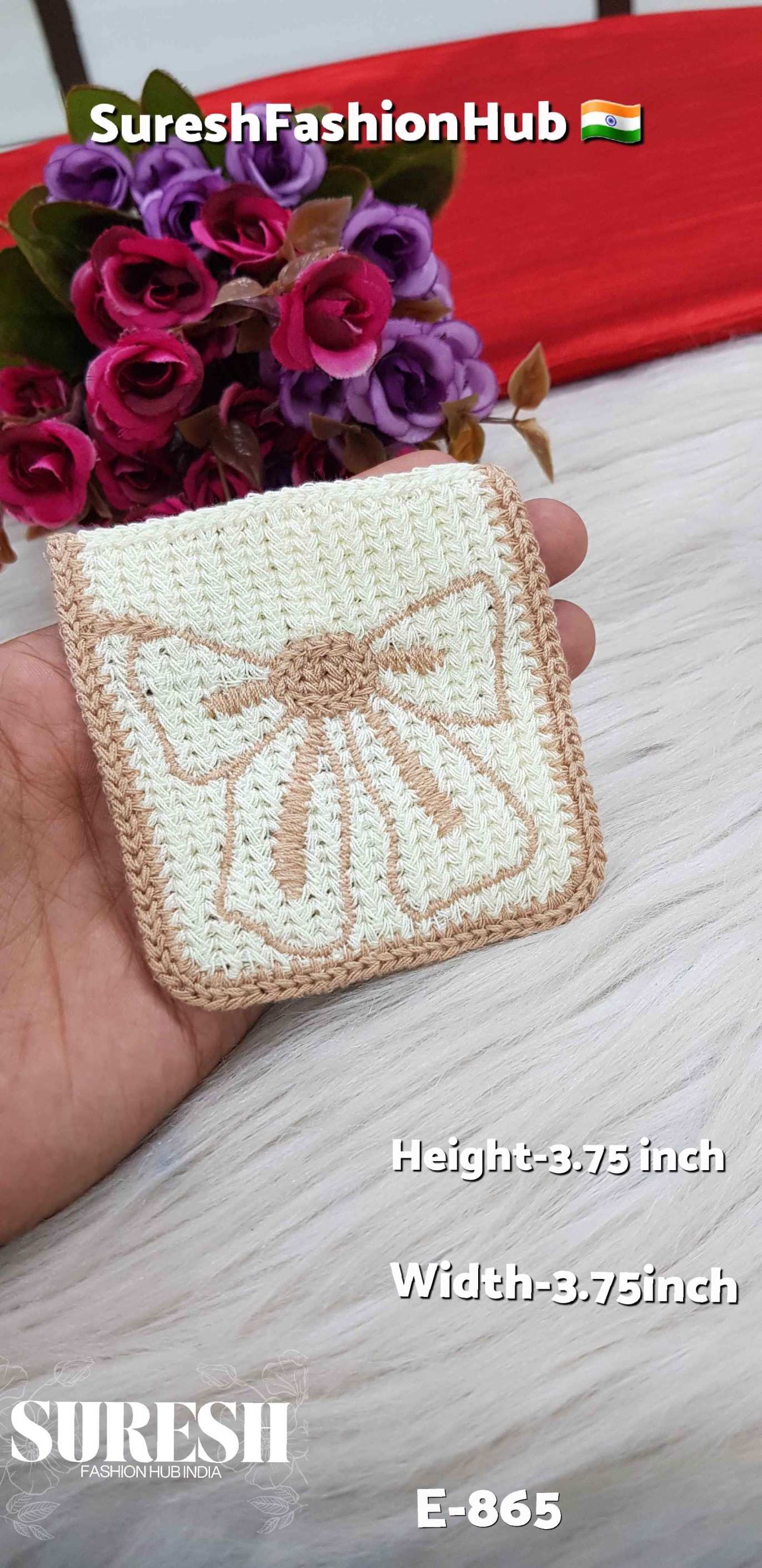 Chic Dual-Tone Bow Embroidered Patch – Offwhite & Brown – E-865