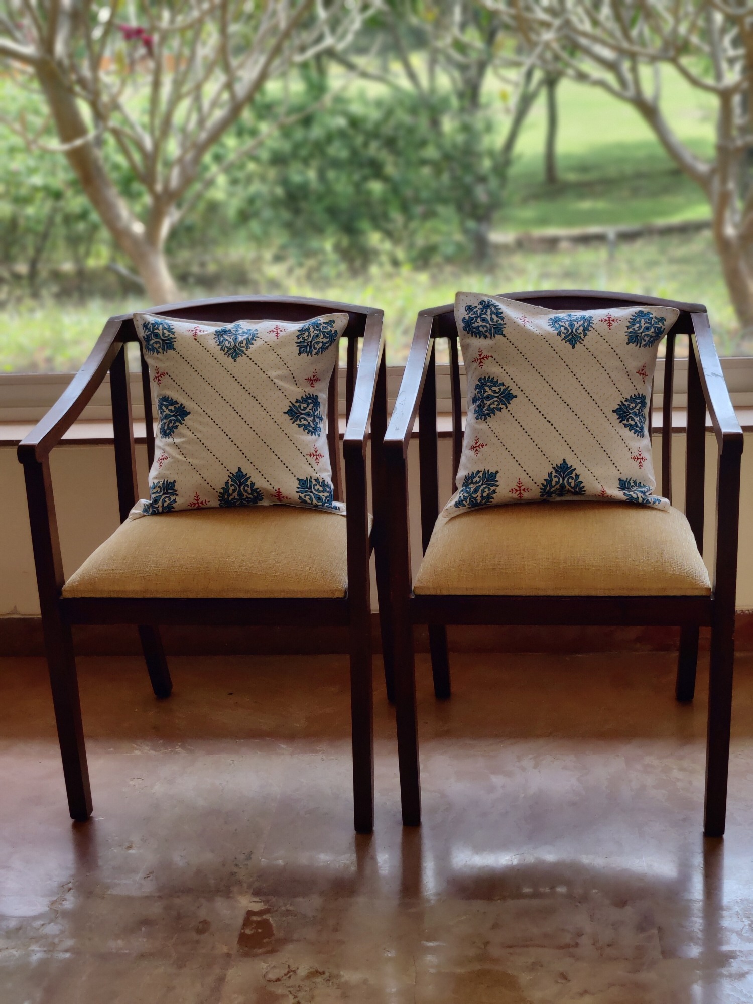 Cushion Covers Hand Block Printed Standard Size (Set of 2) (Design-2)