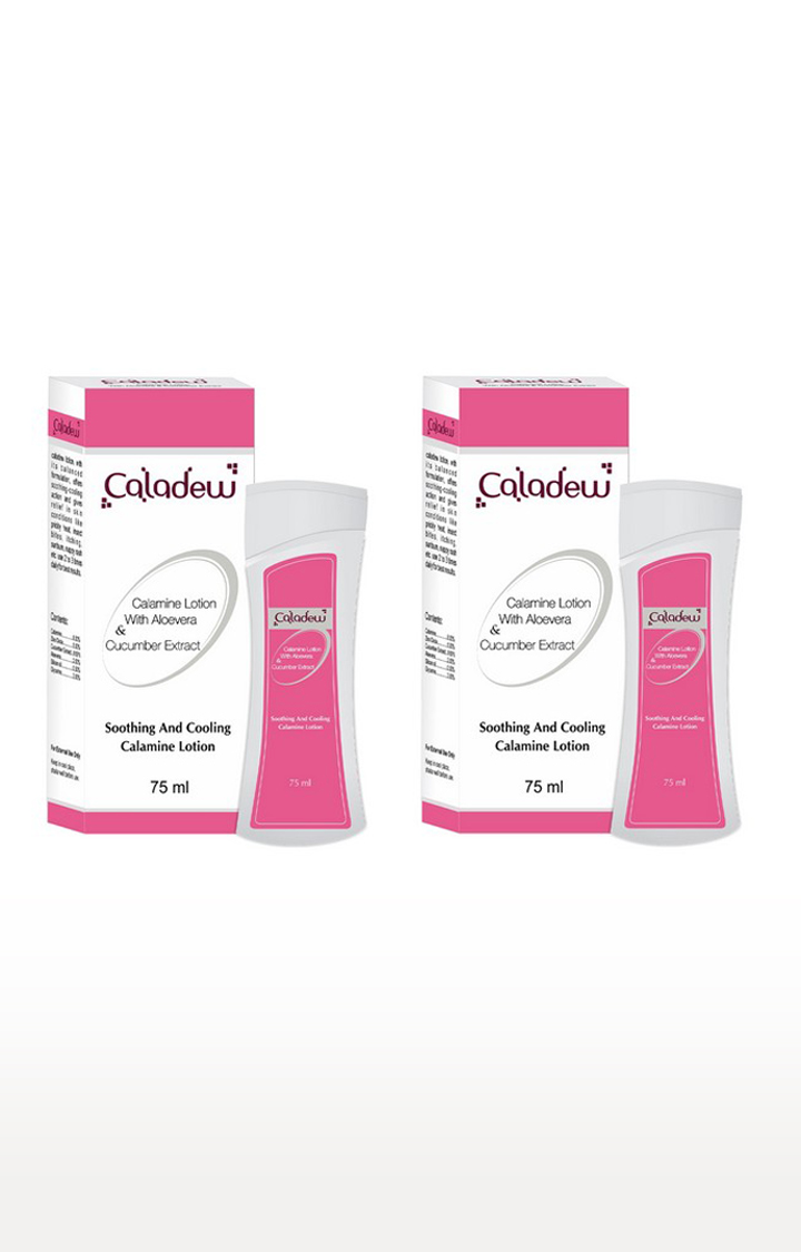 Caladew Calamine Lotion with AloeVera & Cucumber Extract - 75ml : Pack of 2