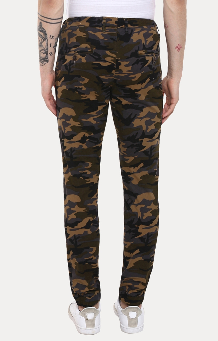 Urbano Fashion | Green and Brown Camouflage Straight Chinos 3