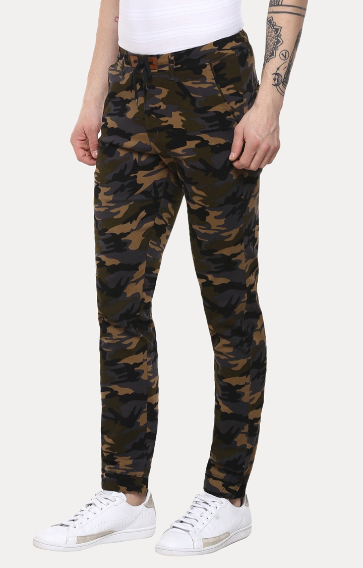 Urbano Fashion | Green and Brown Camouflage Straight Chinos 2
