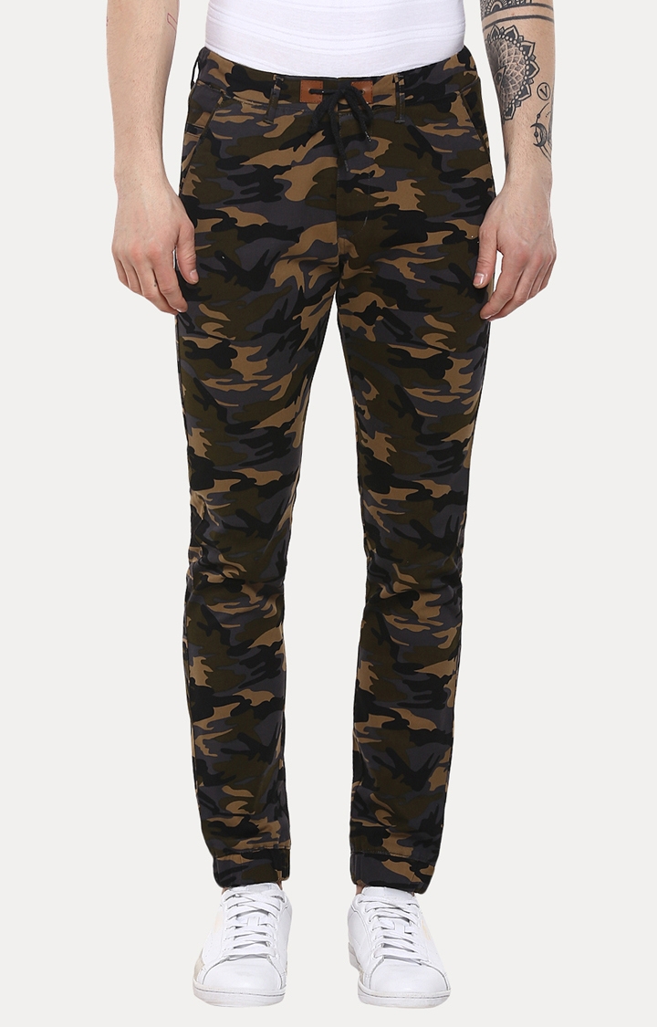 Urbano Fashion | Green and Brown Camouflage Straight Chinos 0