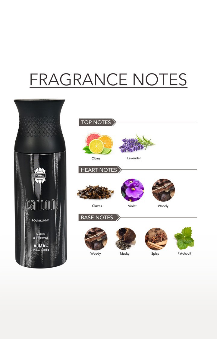 Ajmal Carbon Deodorant 150ML Body Spray Gift For men Long Lasting Perfume (Online Exclusive)