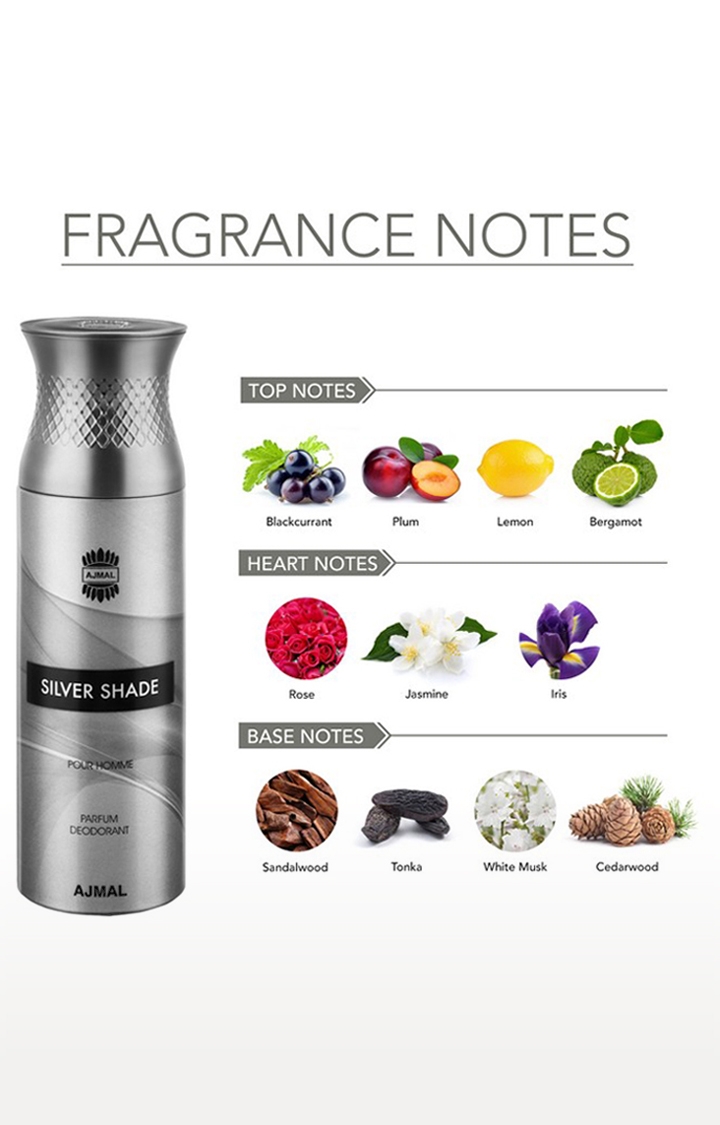 Ajmal | Ajmal Carbon EDP Perfume 100ml for Men and Silver Shade Homme Deodorant Fragrance 200ml for Men 3