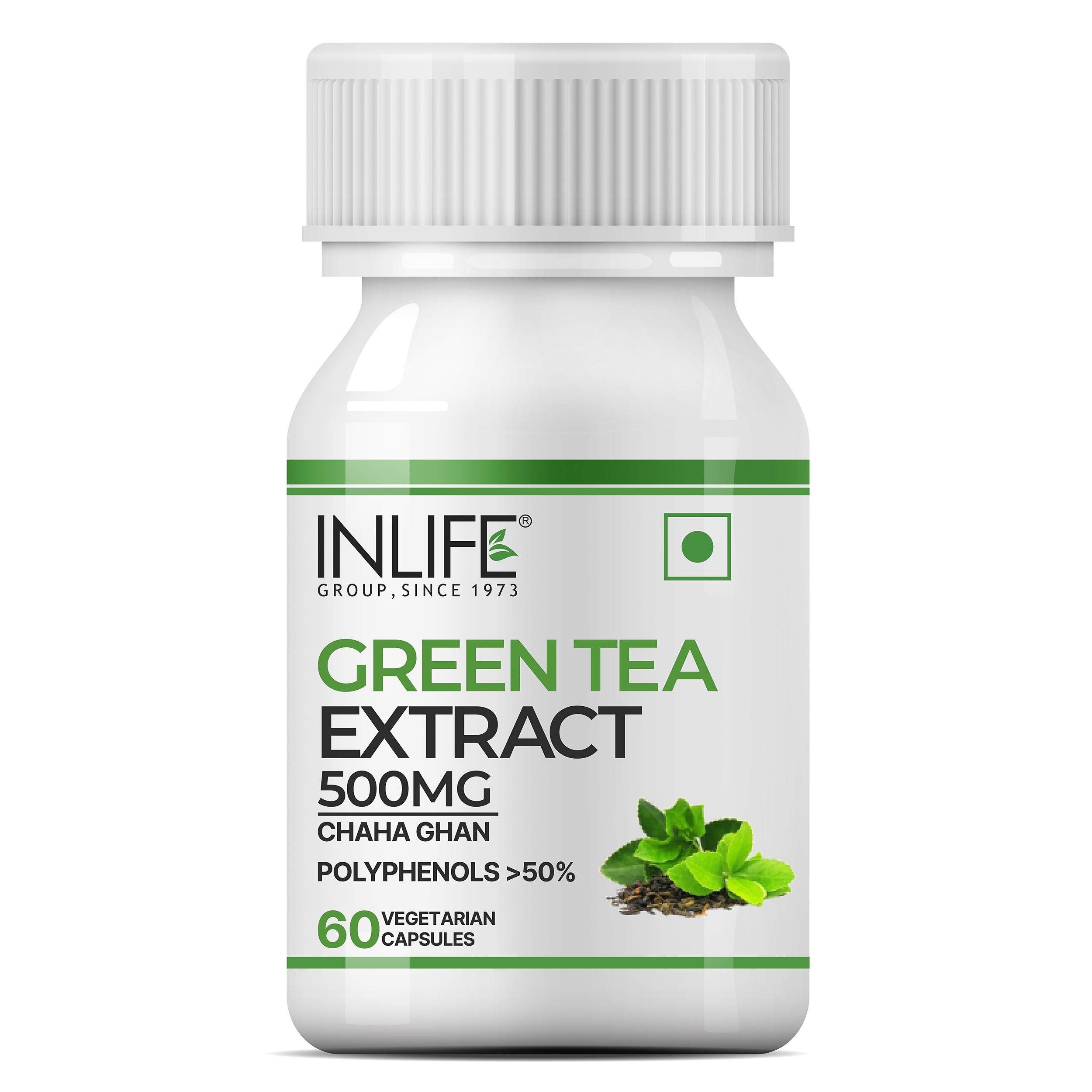 Inlife | Green Tea Extract Capsules | Standardised to 50% Polyphenols | Antioxidant | 60 Veg Cap