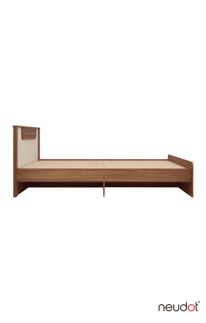 Wave Queen Size Non Storage Bed - Leon Teak Finish