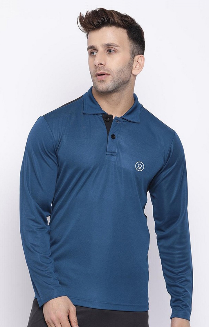 Men's Blue Solid Polyester Activewear T-Shirt (Pack Of 3)