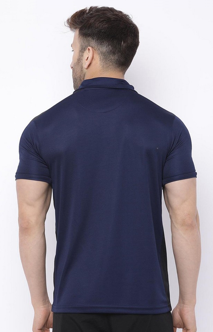 Men's Navy Blue Solid Polyester Activewear T-Shirt (Pack Of 3)