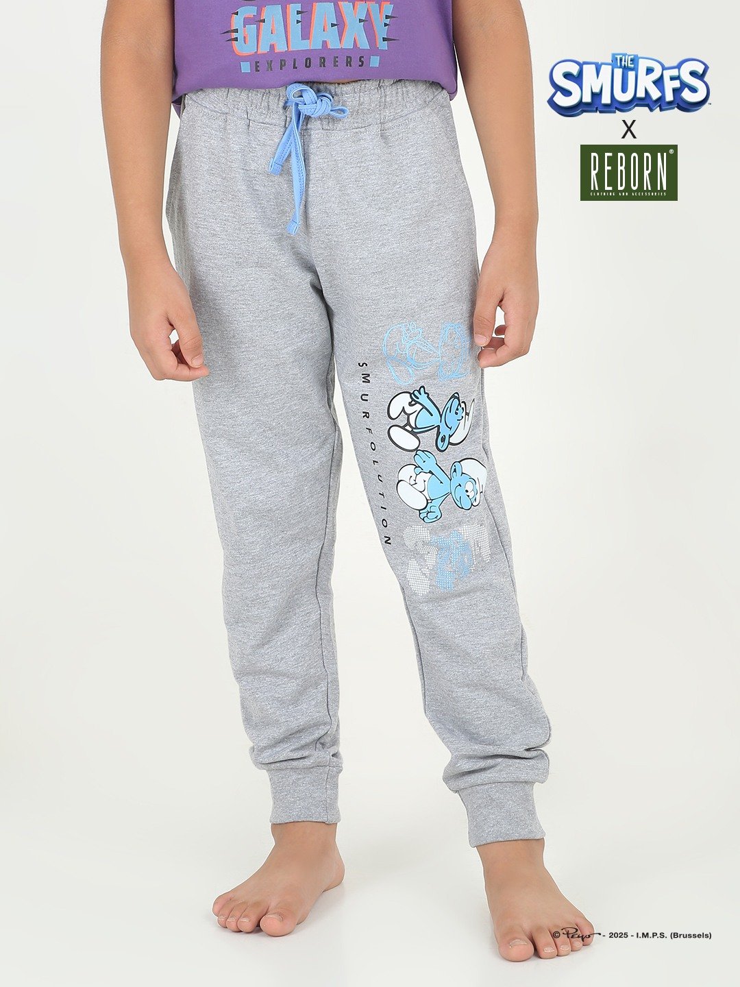 Boys 1 piece printed jogger - Light Grey Melange