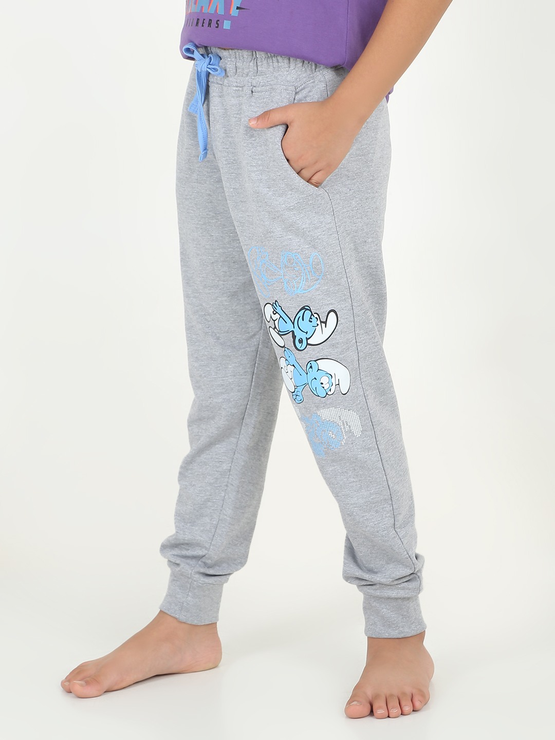 Boys 1 piece printed jogger - Light Grey Melange