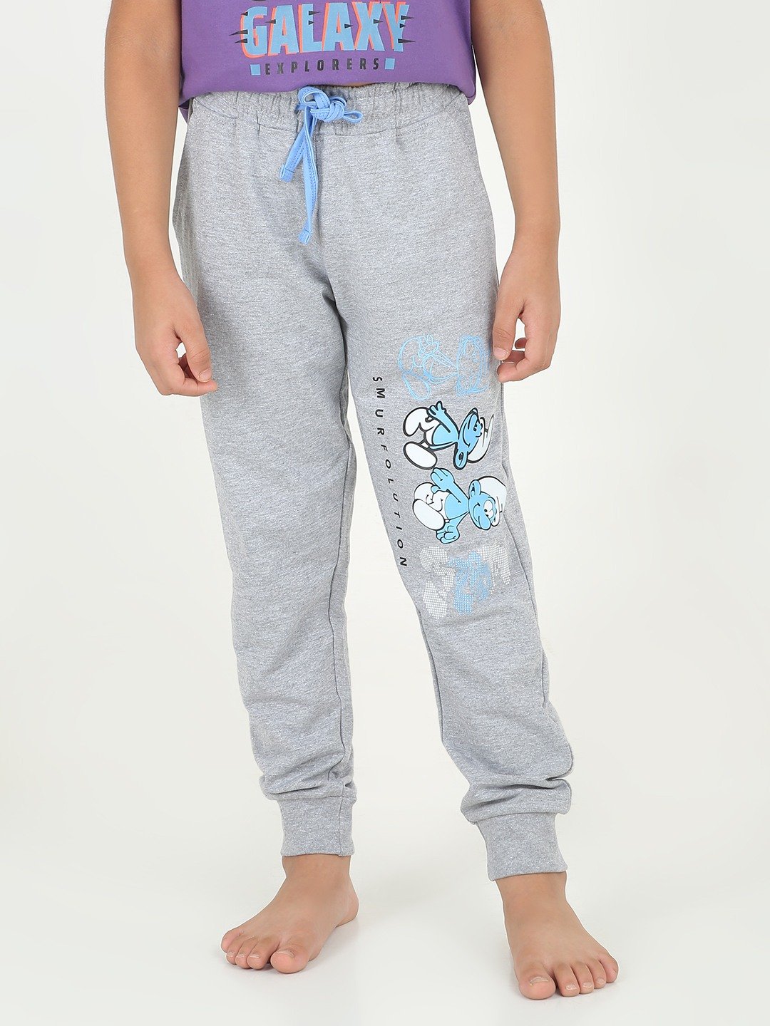 Boys 1 piece printed jogger - Light Grey Melange