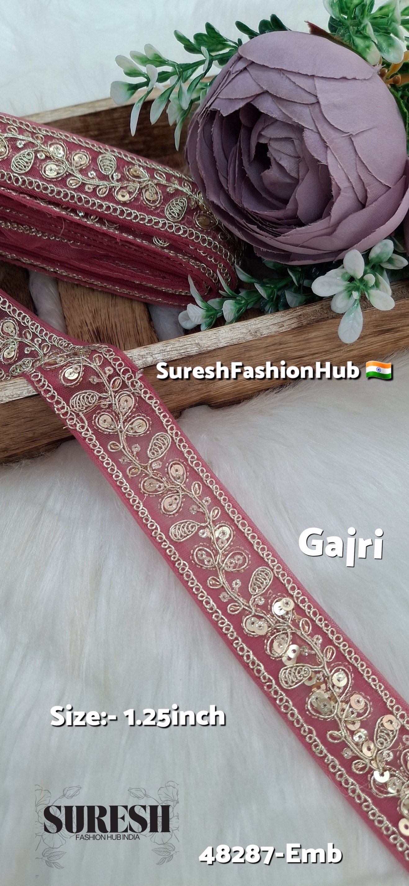 Gajri Pearl Dori Zari Embroidery Border Lace