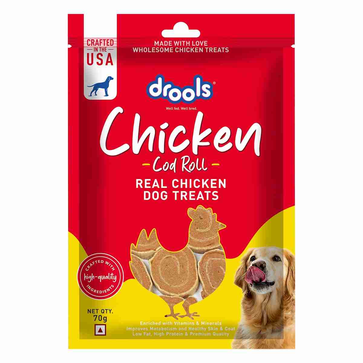 Drools Chicken Cod Roll Dog Treats, 70g