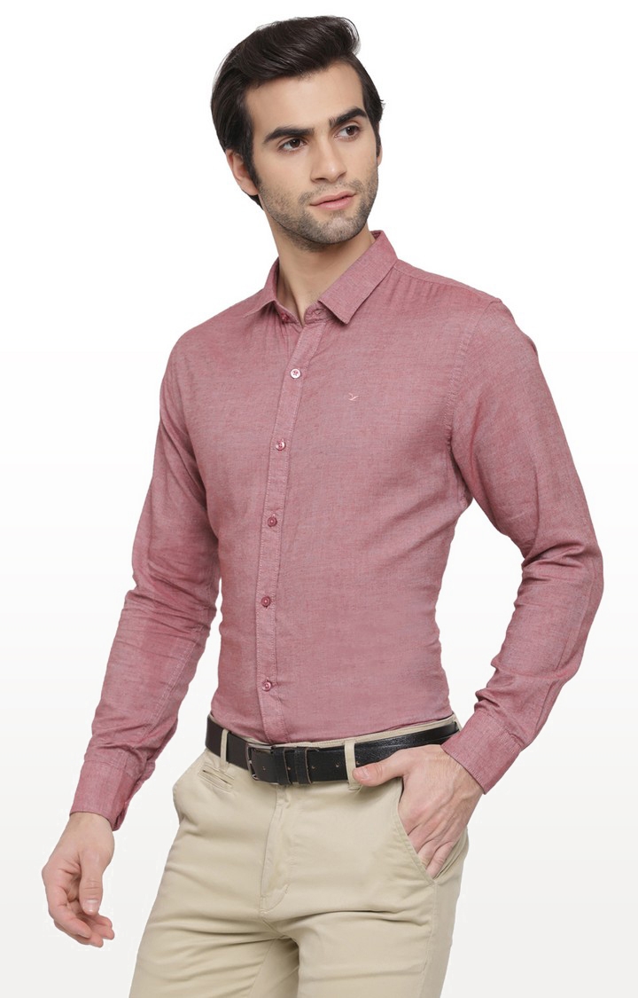 Cape Canary | Pink Melange Cotton Formal Shirt 2
