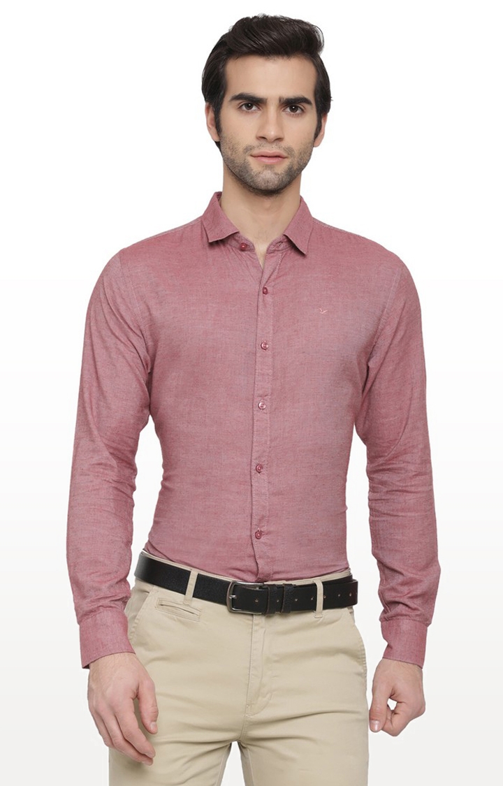 Cape Canary | Pink Melange Cotton Formal Shirt 0