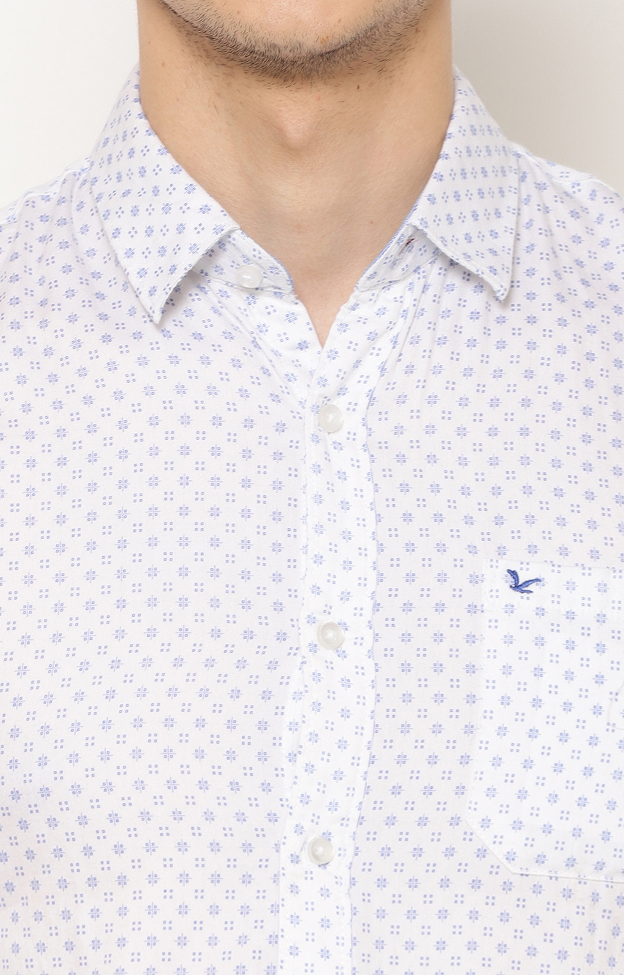 Cape Canary | Cape Canary Men's Blue Combed Cotton Printed Shirt 5
