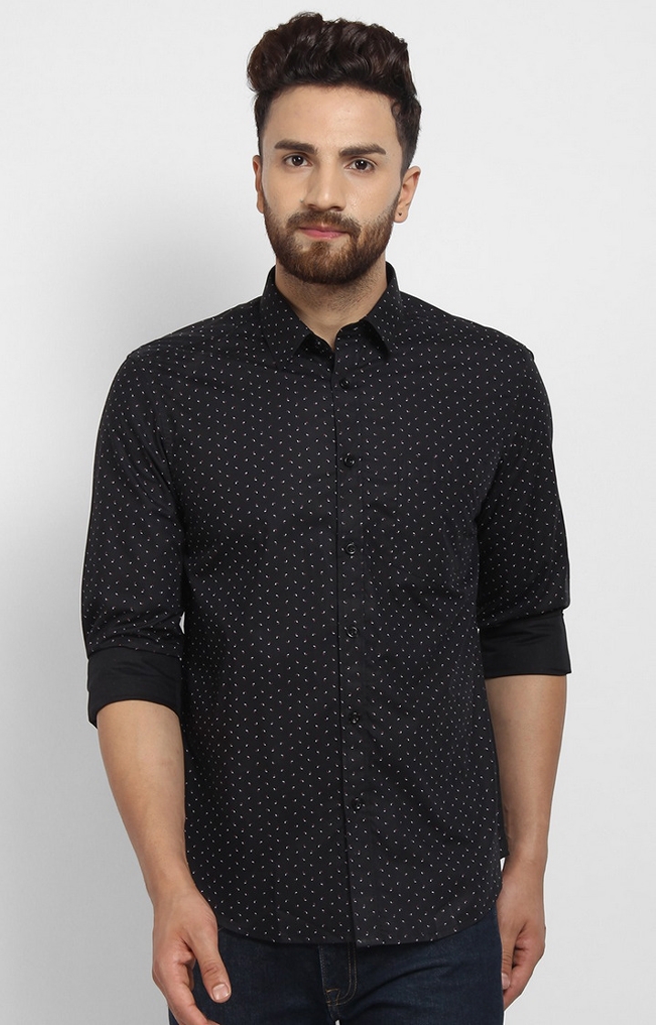 Cape Canary | Black Printed Cotton Casual Shirt 0