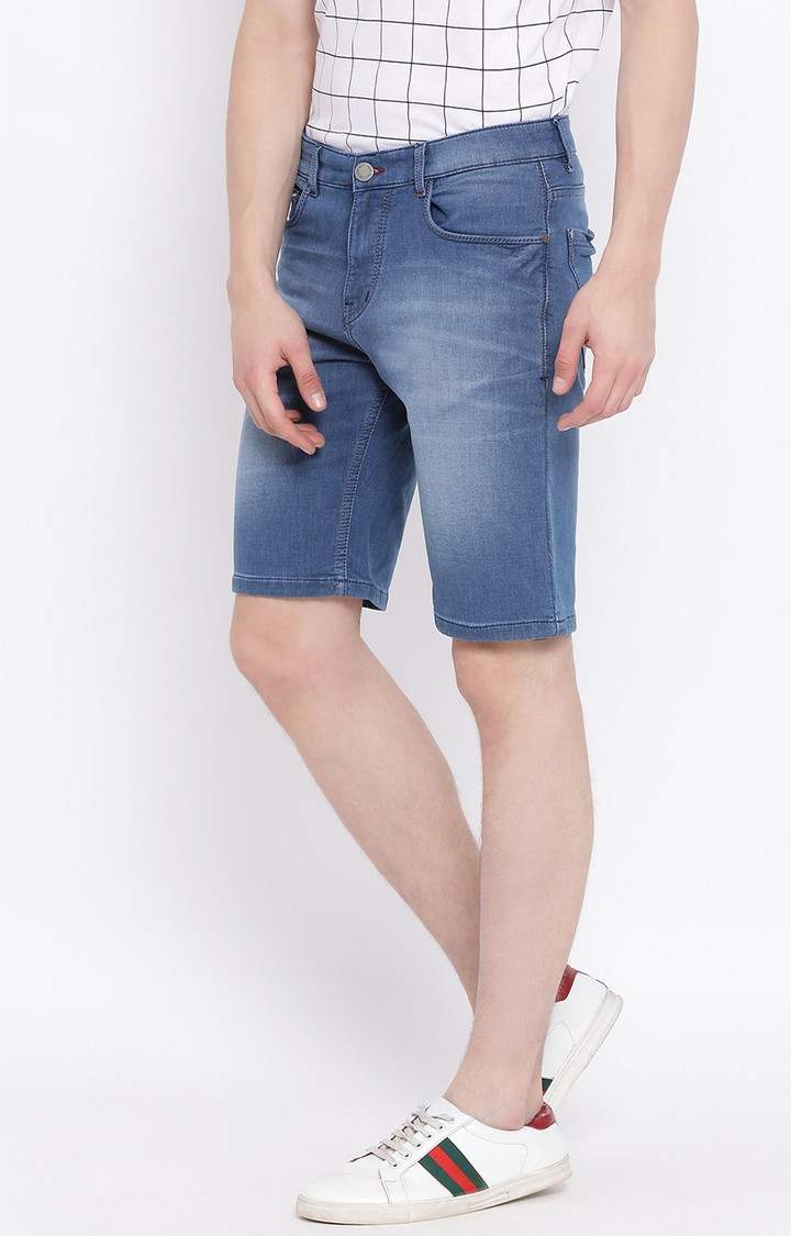 Blue Solid Shorts