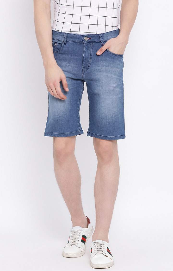 Blue Solid Shorts