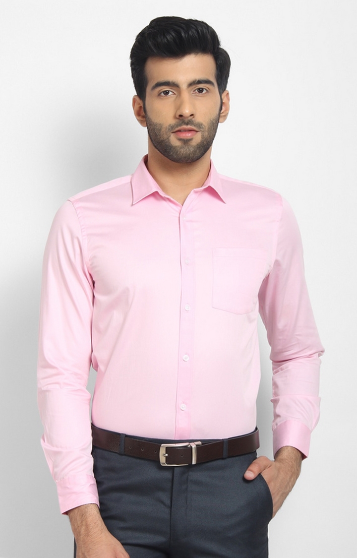 Cape Canary | Pink Solid Formal Shirt 0
