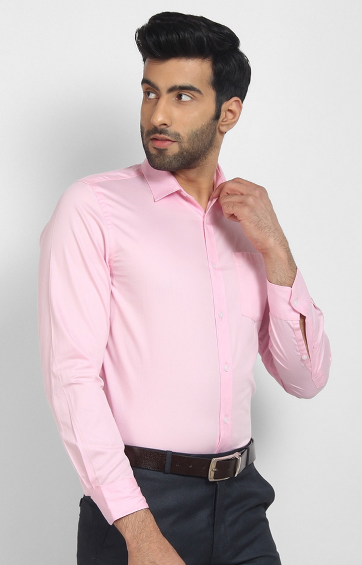 Cape Canary | Pink Solid Formal Shirt 3