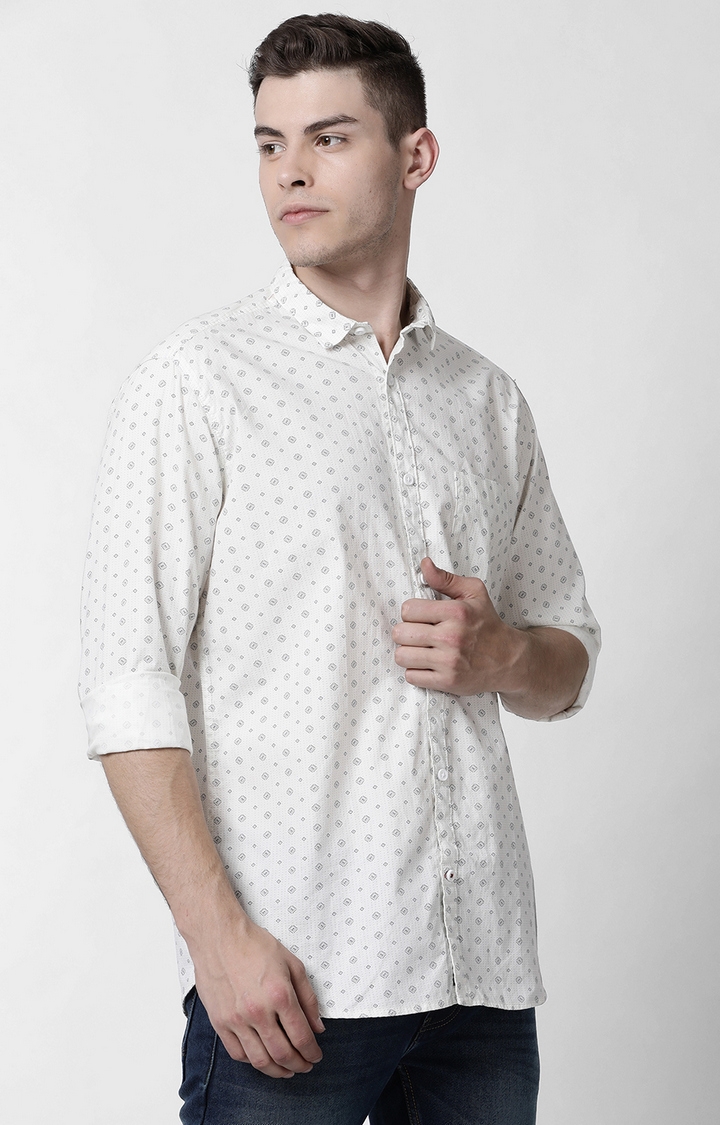Cross Court | White Printed Casual Shirts 3