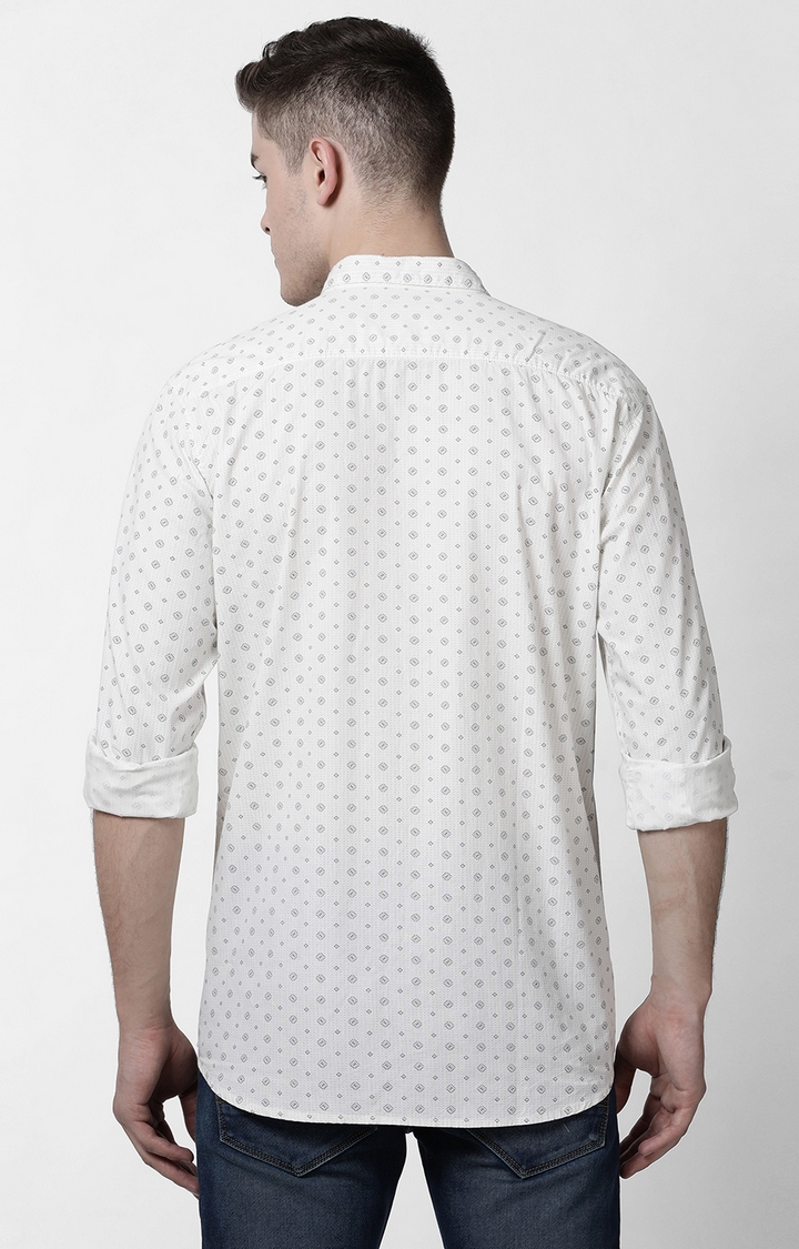 Cross Court | White Printed Casual Shirts 4