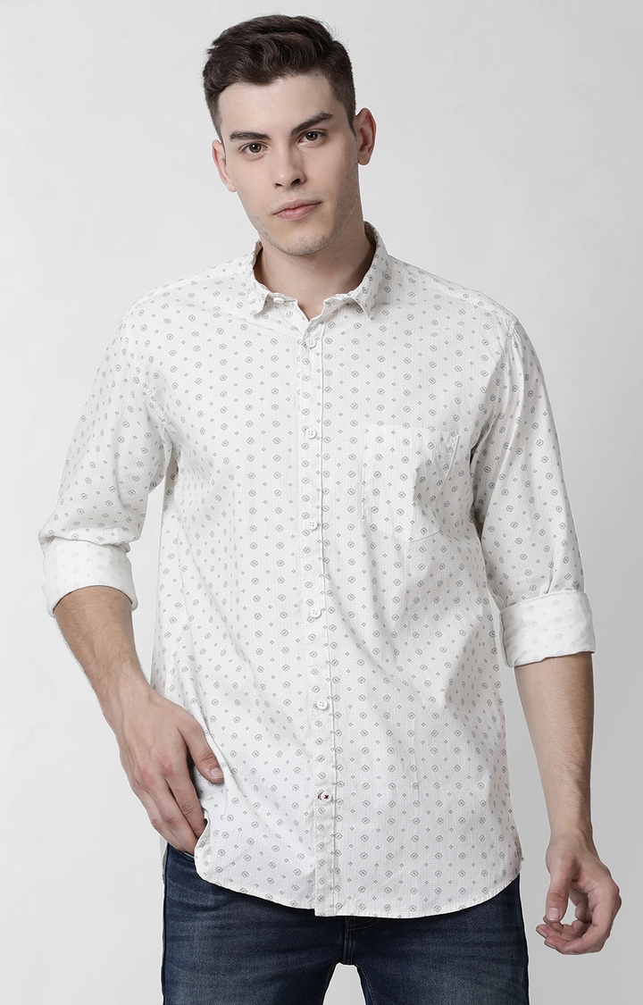 Cross Court | White Printed Casual Shirts 0