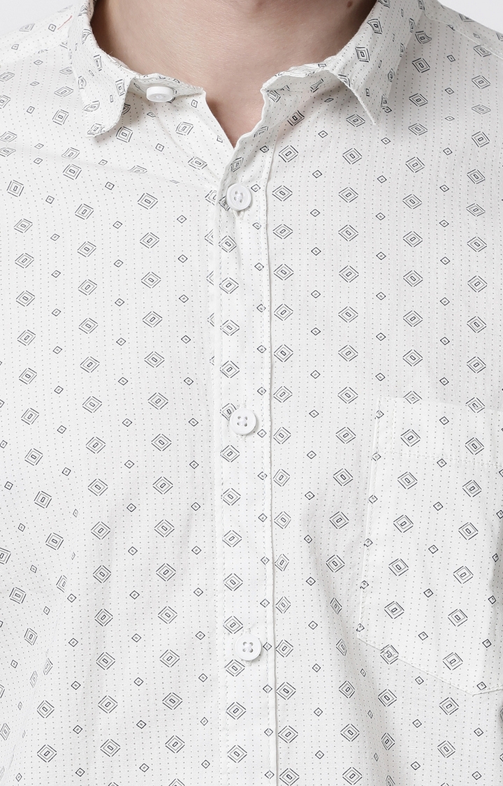 Cross Court | White Printed Casual Shirts 5