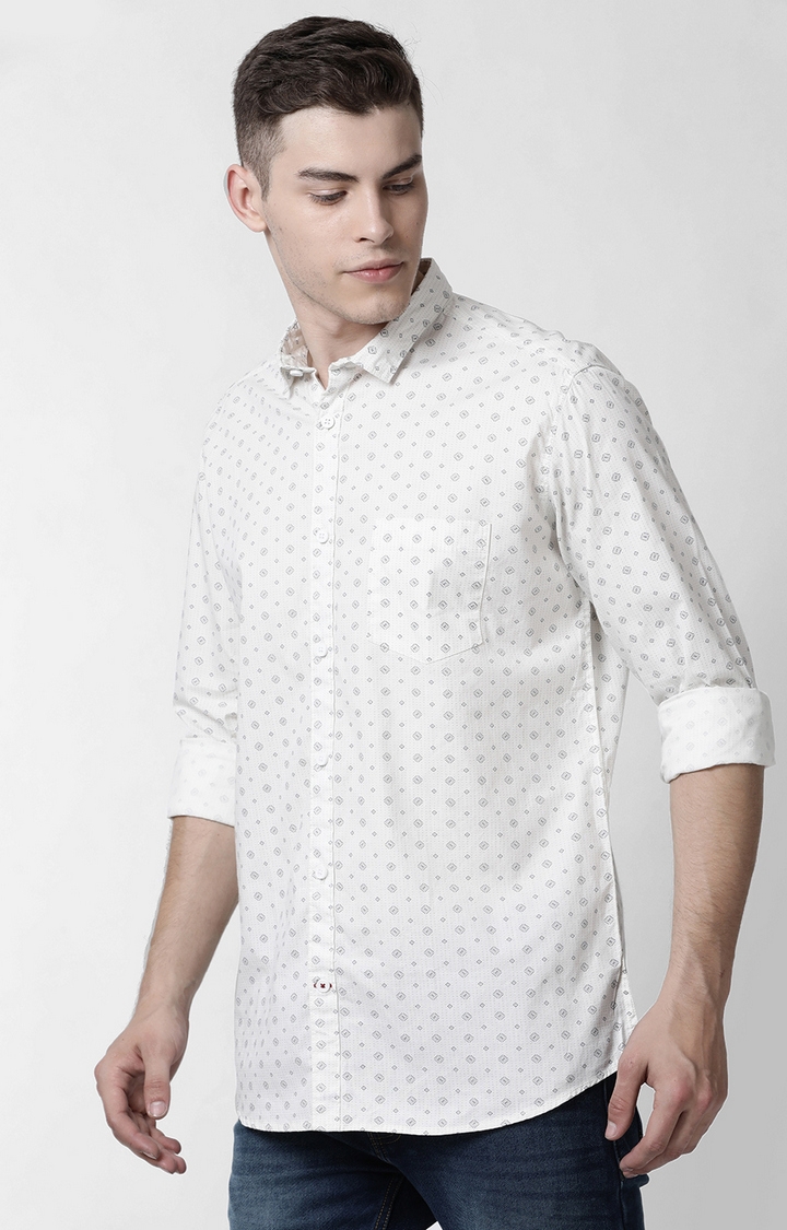 Cross Court | White Printed Casual Shirts 2