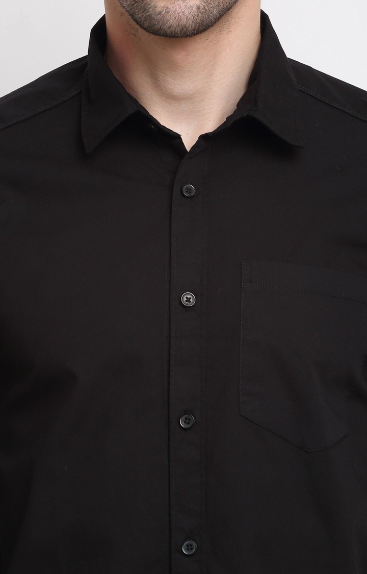 Black Solid Casual Shirts
