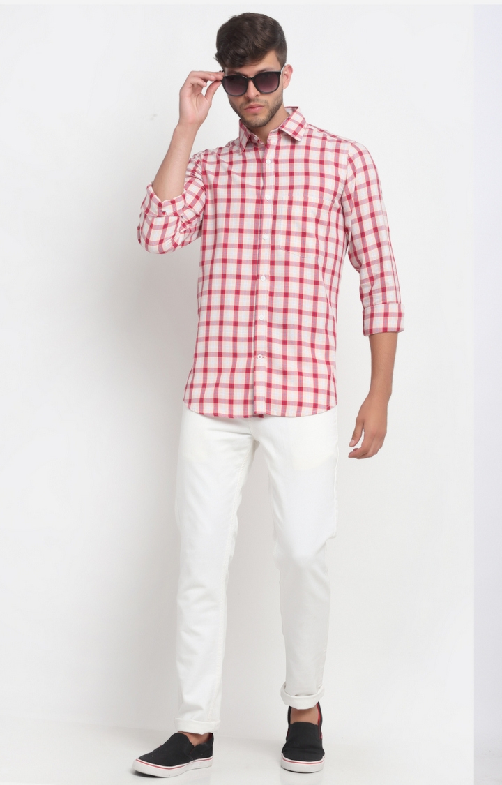 Cross Court | Red Checked Casual Shirts 1