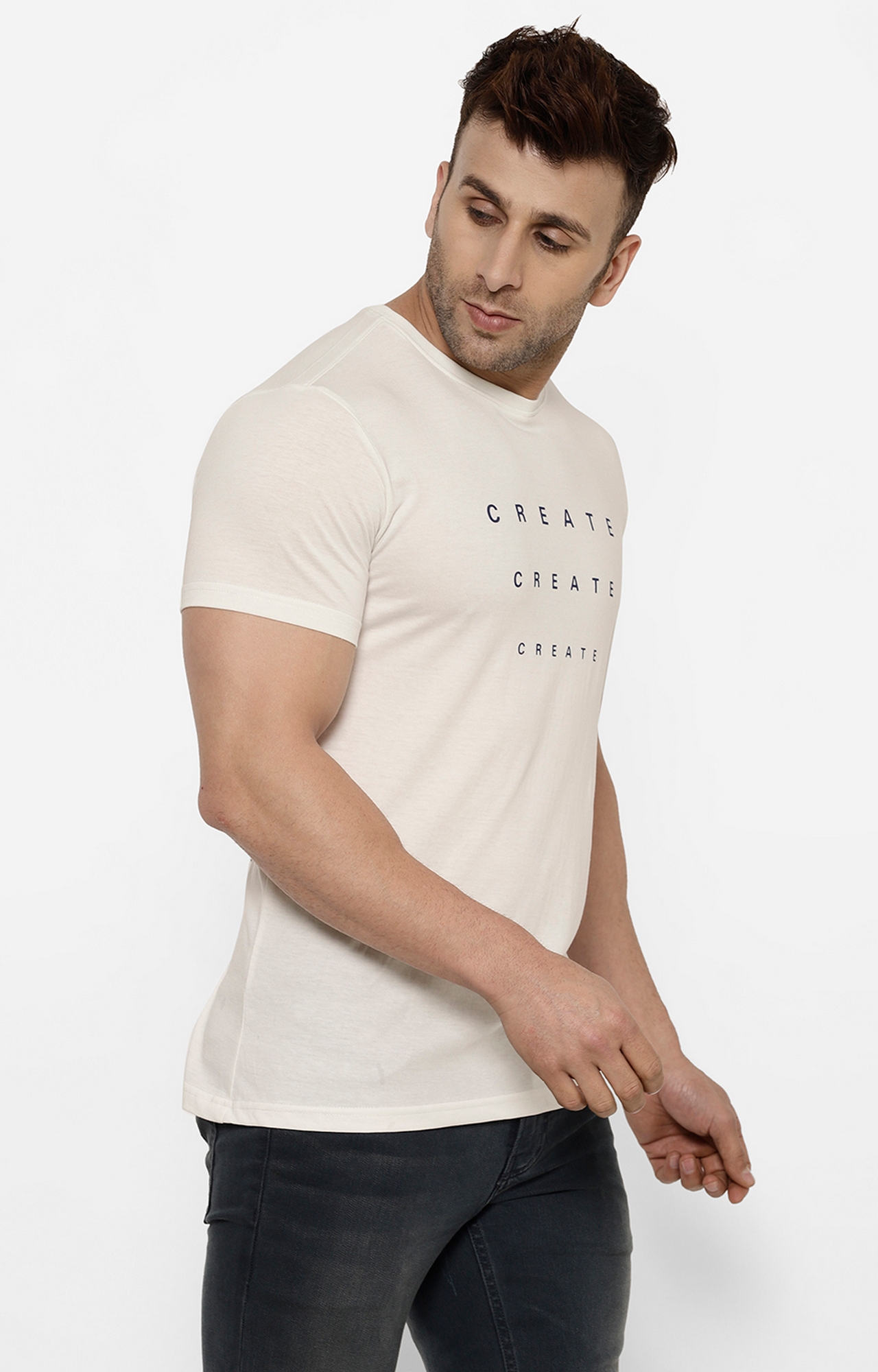 Cape Canary | Cape Canary Men's Off-White Cotton Printed T-shirt 2