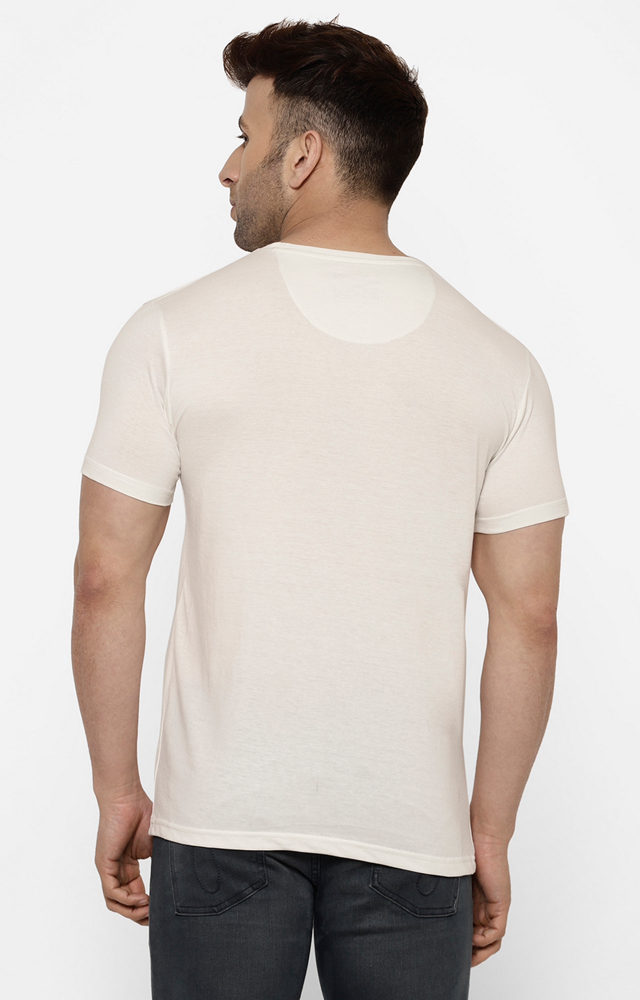 Cape Canary | Cape Canary Men's Off-White Cotton Printed T-shirt 4